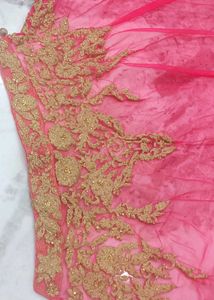 Stunning Red Embroidered Gown with Cape