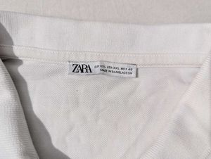 ZARA Classic White Polo T-Shirt