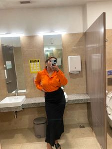 Orange DressBerry Shirt with Statement Flared Coll