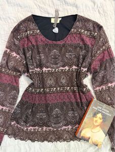 Paisley Y2K Mesh Top
