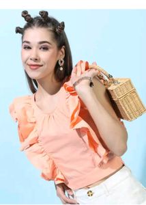 Peach Ruffle Crop Top