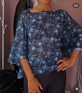 Sheer Floral Print Top