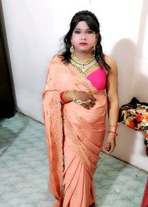 Elegant Peach Saree with Intricate Embroidery wit