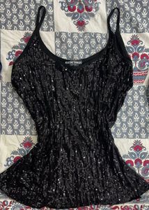 Sparkling Black Sequin Cami Top