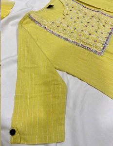 Yellow Embroidered Kurta Set with Dupatta
