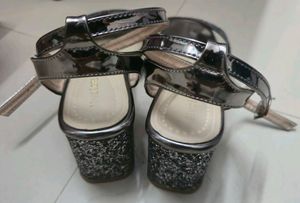 Sparkly Silver Strappy Heels (worn once)