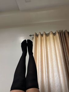 Combo of Two Black Thigh-High Stockings