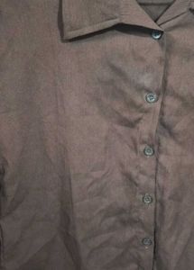 Classic Brown Button-Up Shirt with free gift