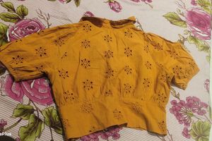 Mustard Floral Embroidered Top