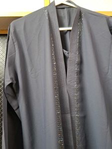 Elegant Grey Abaya with Embellishments