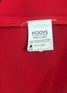 Koovs Red Ruffle Sleeve Dress