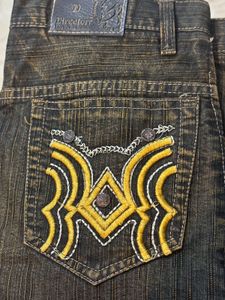 Y2K retro style textured flared jeans
