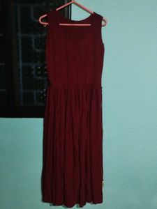 Burgundy Sleeveless Midi Dress