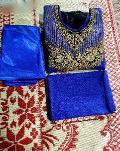 Royal Blue Anarkali Suit with Gold Embroidery