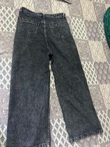 Trendy Gray Wash Wide Leg Jeans