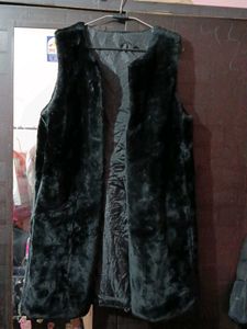 Faux Half Stylish Black Coat cum Fur outer