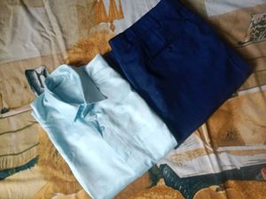 Men's Light Blue Shirt & Navy formal pant Set