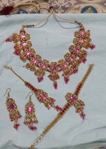 Stunning Pink & Gold Indian Jewelry Set