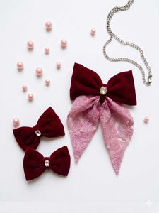 Chic Velvet Bow Hair Clips - Set of 3