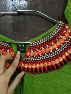 Embroidered Green Kurta Set