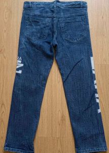 Used Zara Print Blue Straight Fit Jeans
