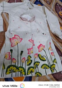 Hand-painted Lotus Kurta set for kids
