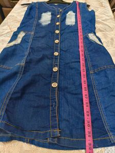Sleeveless Denim Button-Up Dress