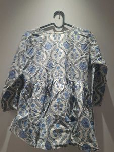 Blue Floral Printed Kurta