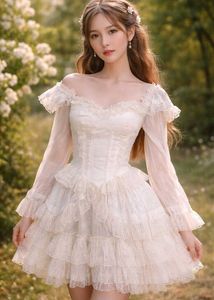Elegant Off-Shoulder Ruffled Lace Dress