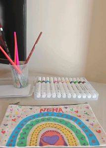 Personalized for neha Rainbow Pouch with Markers