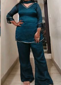 Teal Kurta Set with Palazzo Pants