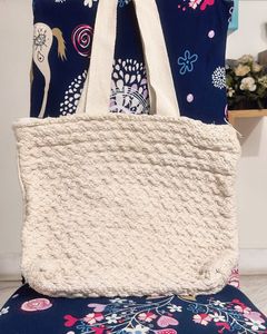 Textured Hand-Made Cream Tote Bag