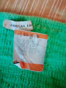 American Eagle Green Lace Cropped Tank