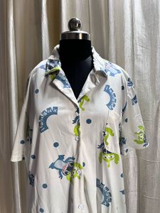 Cute Alien Print Short Sleeve Shirt🩵