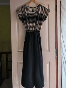 Striped Black &amp; Beige Jumpsuit