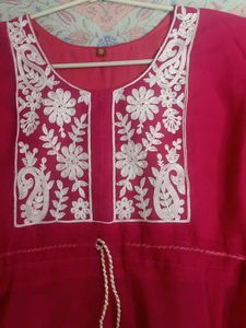 Vibrant Pink Embroidered Kurta