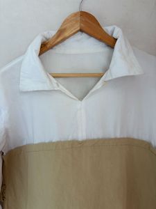 Colorblock Collared Long Sleeve Top