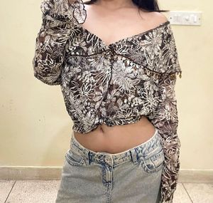 Y2K sheer beaded floral top