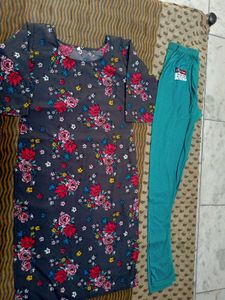 Floral Print Kurta with Leggings Set