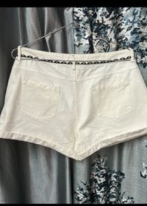 White Embroidered Shorts