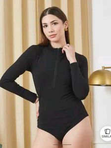 Shein Fitted High Neck Zip ClosureFull Sleeve Leot