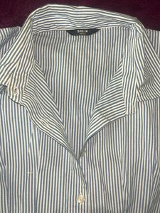 Light Blue Striped Shirt Dress