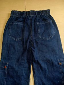 Women’s Dark Blue Denim Cargo Jeans