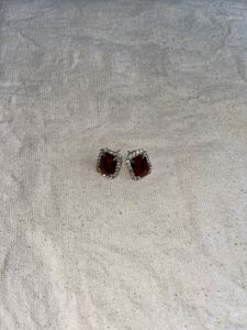 Red Gemstone Stud Earrings