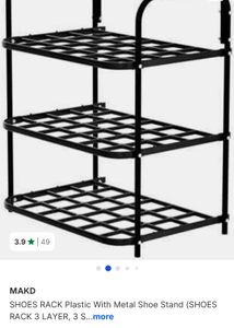 3-Tier Black Metal Shoe Rack
