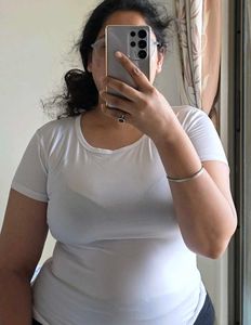 Peach Camisole &amp; White T-shirt Set