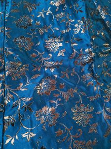 Teal &amp; Gold Floral Pattern Ethnic Gown