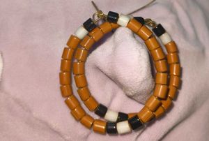 Brown Beaded traditional Hoop Earrings