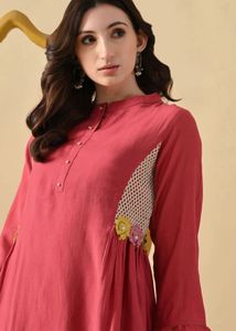 Crochet solid tunic with trousers