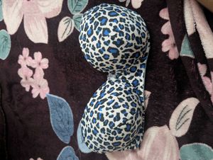 Blue leopard printed bra